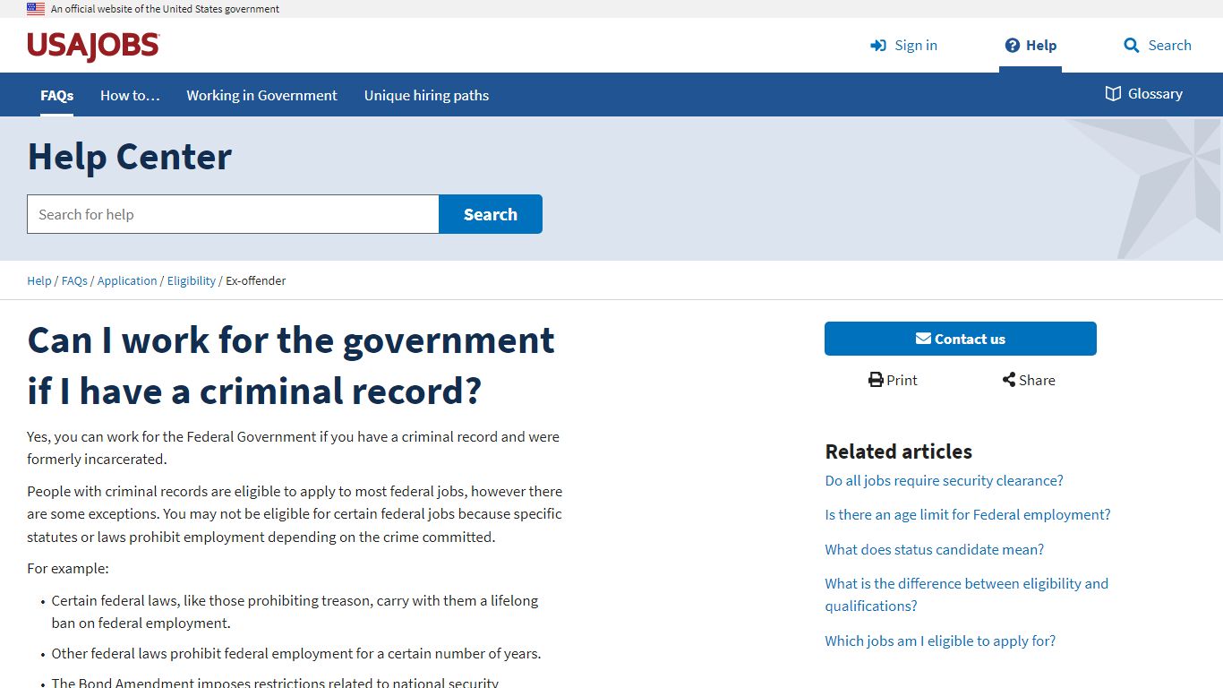 Can I work for the government if I have a criminal record? - USAJobs